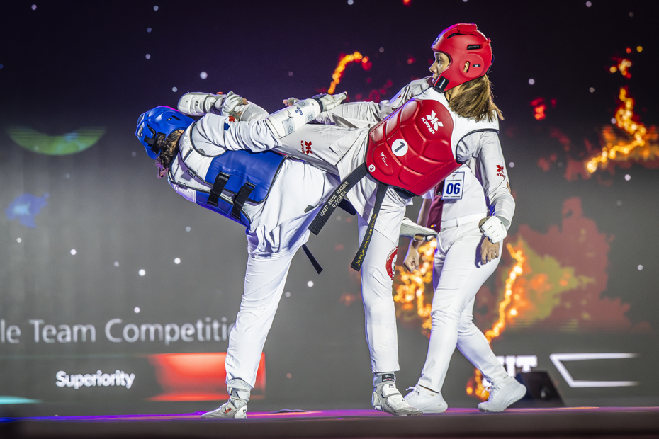 Taekwondo good for self-defense: Student practicing self-defense techniques